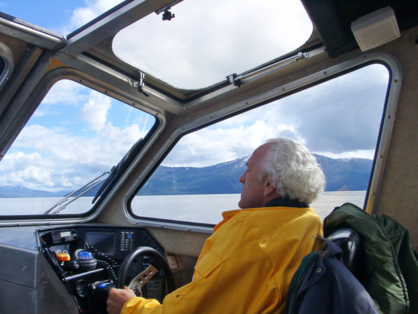 Lee Duquette driving the boat